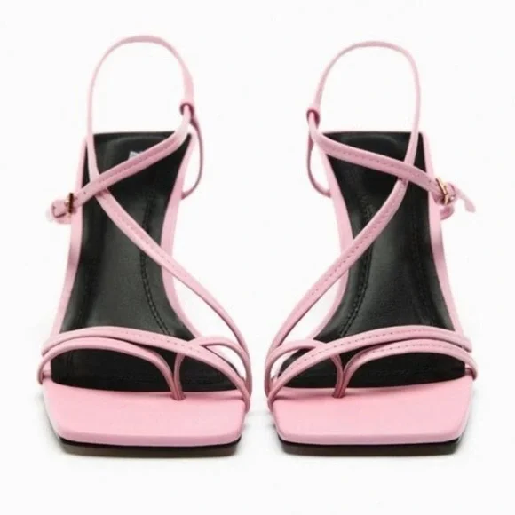 Zara | Shoes | Strappy Heeled Leathersandalspink Ref 34711